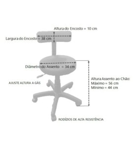 Cadeira Mocho Com Encosto Com Ajuste De Altura A Gás Estofado Rosa MO01RO- Best Pro
